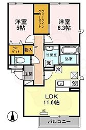 ファミールA 2LDKの間取図画像