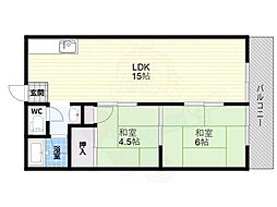 シャトーバロン 2LDKの間取図画像