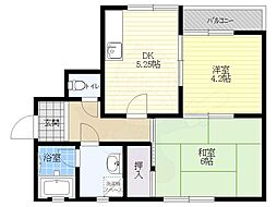 さんさん藤井寺 2DKの間取図画像