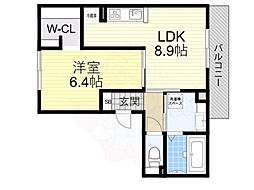 フルリール 1LDKの間取図画像