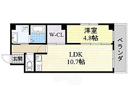 ピオニー久宝寺 1LDKの間取図画像