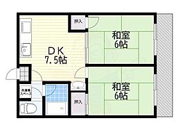 ドゥエル志紀 2DKの間取図画像