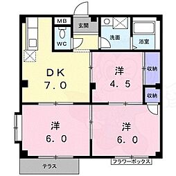 サンクレールヒラタ 3DKの間取図画像