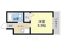 スクエア錦織 1Kの間取図画像