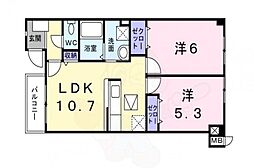 ディオーネ・ジエータ・イースト 2LDKの間取図画像