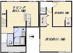 カーサデリオ 2階2LDKの間取り