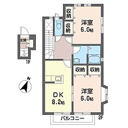 ルミエール大泉2 2DKの間取図画像