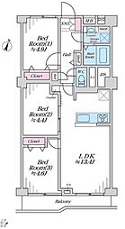 エクセレンス横浜 3LDKの間取図画像