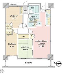 ライオンズヴィアーレ横濱ベイ壱番館 3LDKの間取図画像