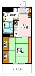 ブルック喜仙館 3階1DKの間取り