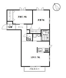 フローラ湘南 2LDKの間取図画像
