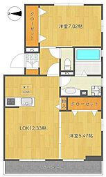 プレジデントアキ2 2LDKの間取図画像