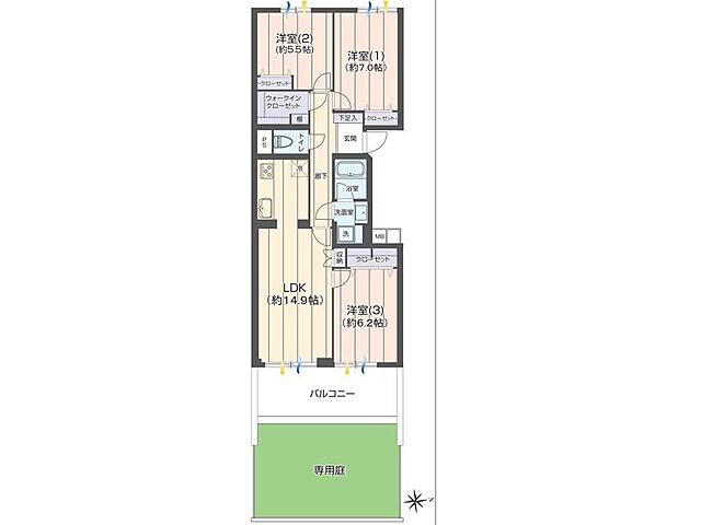 間取り パークハイム三鷹 1階/-