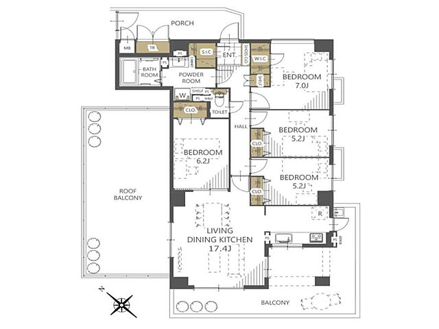 間取り 清瀬パークハウス 7階/-