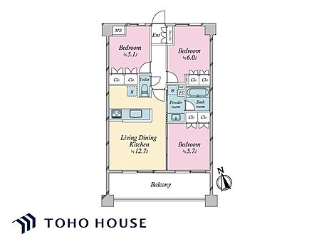 レイアウトを考えやすい間取りです。お好みの家具を配置して、心地よい空間をおつくりください。