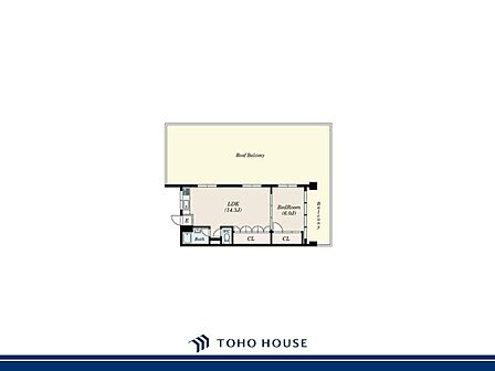 広々としたルーフバルコニーです。窓を開ければ、LDKと一続きの開放的な空間に。