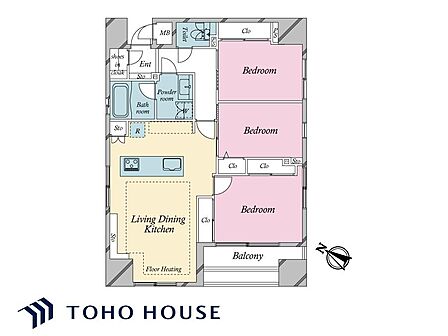 角住戸のため、家族以外が玄関前を通り抜けることが少なく、プライバシーの保ちやすい住戸です。