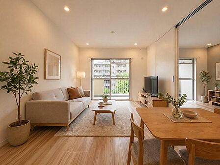 室内リフォーム実施、綺麗な室内で気持ちよく新生活をスタートできます。※バーチャル加工を施しています。