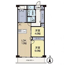 ニューライフマンション大倉山 2LDKの間取図画像