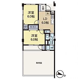 希望ケ丘コーポラスA棟 2DKの間取図画像