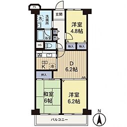 ニューライフマンション大倉山 3DKの間取図画像
