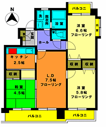 ピソキタマチ 2階3LDKの間取り