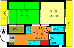 グリーンコーポ関前 2Kの間取図画像