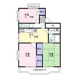 コートビレジ 3階3DKの間取り
