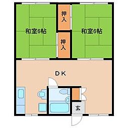 三浦マンション 2DKの間取図画像