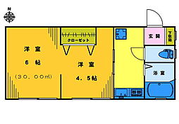 ときわハイツ 2Kの間取図画像