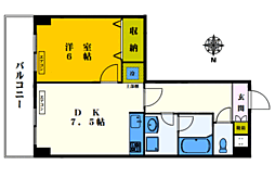 グローリス中野 1DKの間取図画像