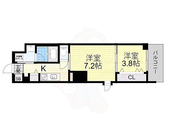 大阪府大阪市西区南堀江２丁目(賃貸マンション2K・12階・34.02㎡)の写真 その2