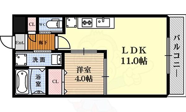 大阪府大阪市浪速区大国３丁目(賃貸マンション1LDK・11階・33.20㎡)の写真 その2