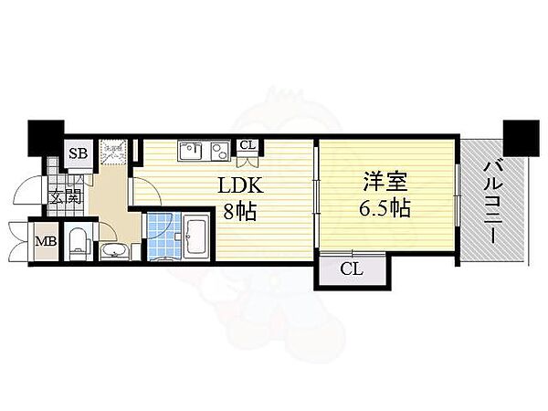 大阪府大阪市中央区島之内２丁目(賃貸マンション1LDK・2階・34.96㎡)の写真 その2