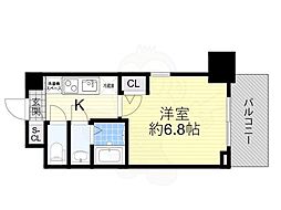 南海線 難波駅 徒歩10分の賃貸マンション 8階1Kの間取り
