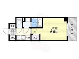リヴェント難波ウエスト 1Kの間取図画像