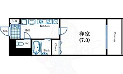ロイヤルメゾン北浜 1Kの間取図画像