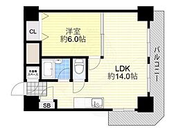 カーサ土佐堀 1LDKの間取図画像