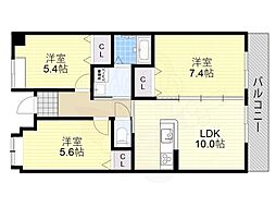 レヴェあけぼの荘 3LDKの間取図画像