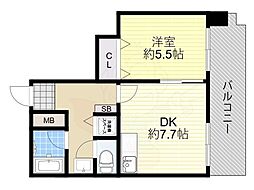 アストロヴィラ松屋町 1DKの間取図画像