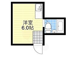 大宝谷六ロイヤルハイツ ワンルームの間取図画像