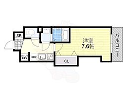 Luxe難波西3 1Kの間取図画像