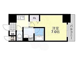 フォーチュン松屋町 1Kの間取図画像