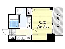 クリスタルグランツ難波WEST 1Kの間取図画像