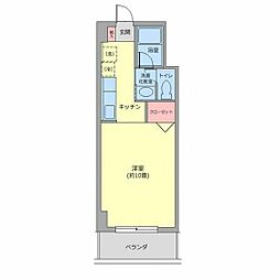 グランドハイツ日本海 1階1Kの間取り