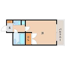 阪急神戸本線 園田駅 徒歩13分の賃貸マンション 3階1Kの間取り
