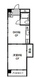 フォレスト上野ヴィラ 1DKの間取図画像