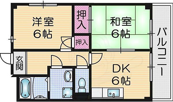 作本マンション ｜大阪府大東市諸福３丁目(賃貸マンション2DK・1階・42.00㎡)の写真 その2