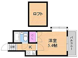 レジデンス北楠 1Kの間取図画像