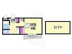 メゾン忍ケ丘 1Kの間取図画像